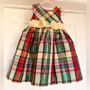 EUC Bonnie Jean Plaid Kids Costume / Formal / Photoshoot Dress with Gold Bow